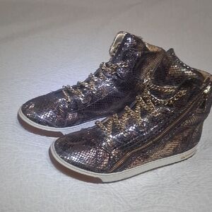 Michael KORS Gold Sequin High-Top Sneakers